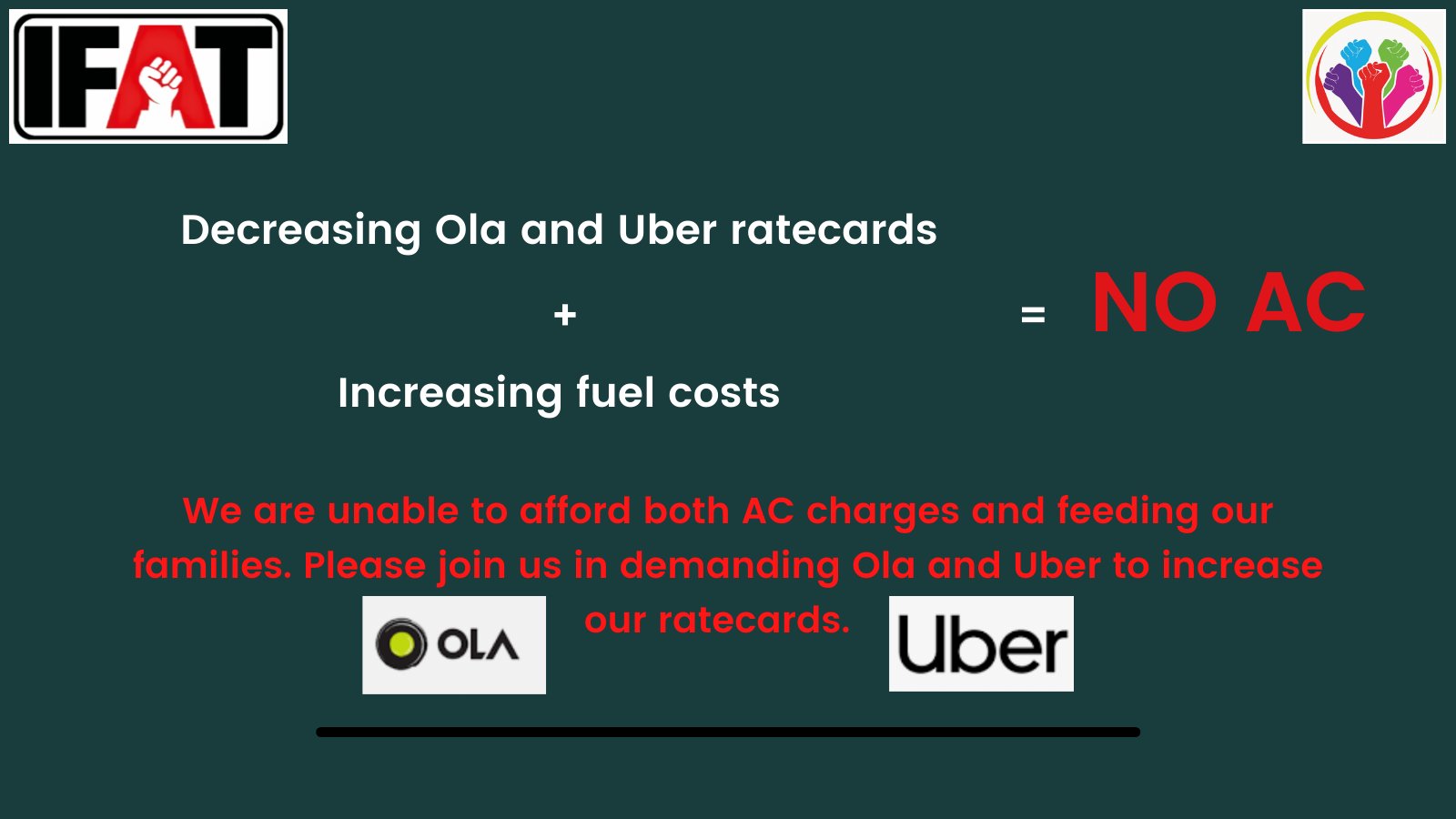 Campaign: Ola and Uber drivers in TGPWU conduct ‘No AC Campaign’ to demand higher fares